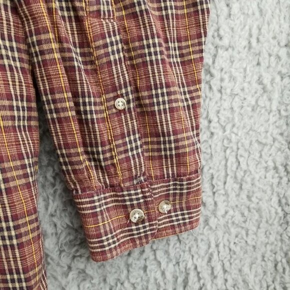 Columbia Shirt Mens 2XL Red Brown Plaid Button Down 100% Cotton Long Sleeve - Picture 4 of 7